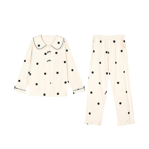 都市丽人生活家居棉质套装无尘棉单面薄家居服长袖睡衣LH21H2 商品图4