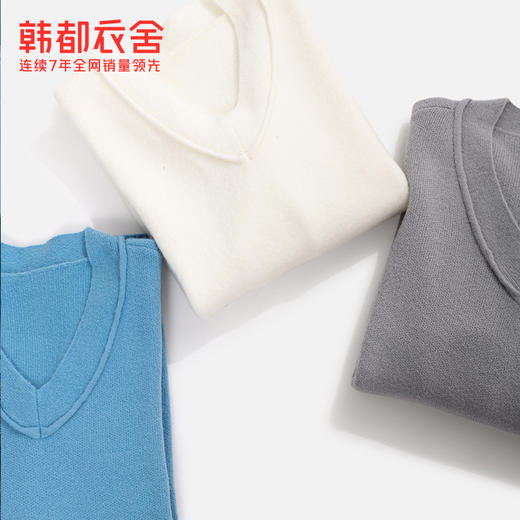 韩都衣舍outlets冬装新款宽松V领毛衣女上衣套头针织衫WZCQ9721 商品图3