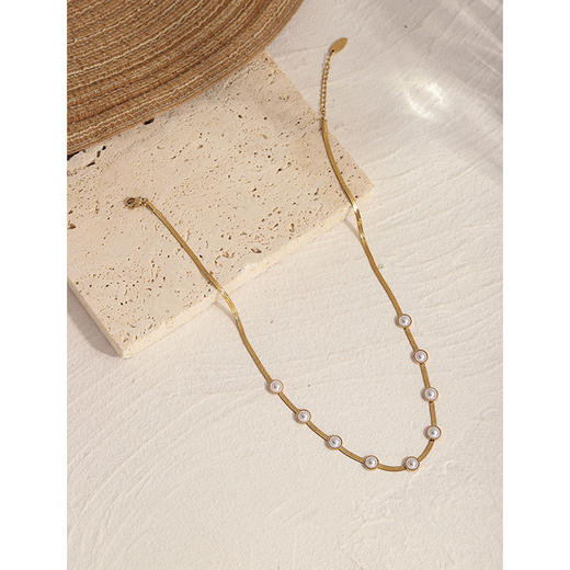 Oflye潮流饰品 气质珍珠项链女轻奢小众设计金色锁骨链时尚个性时尚颈链配饰潮 商品图3