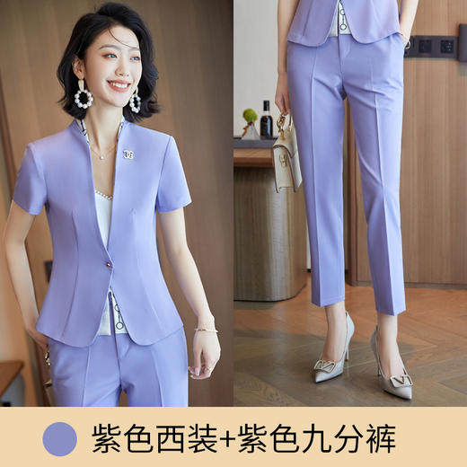 短袖职业装小西装正装套装女2022春夏季新款韩版时尚气质工作服olZLZW-KL925 商品图6