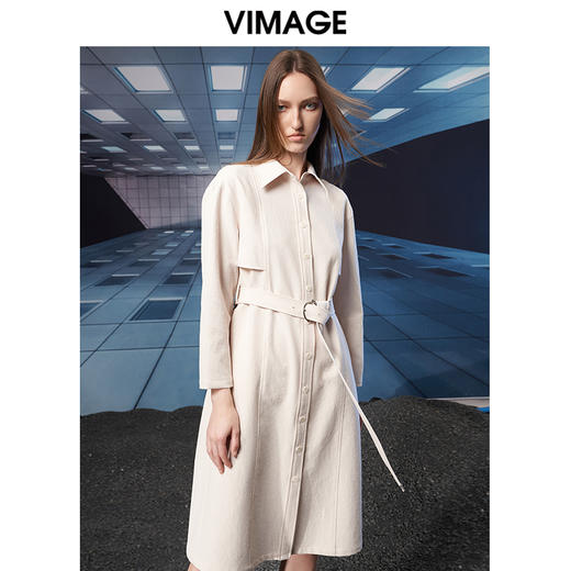 VIMAGE纬漫纪秋季新款舒适系带显瘦连衣裙长裙V1807432 商品图1