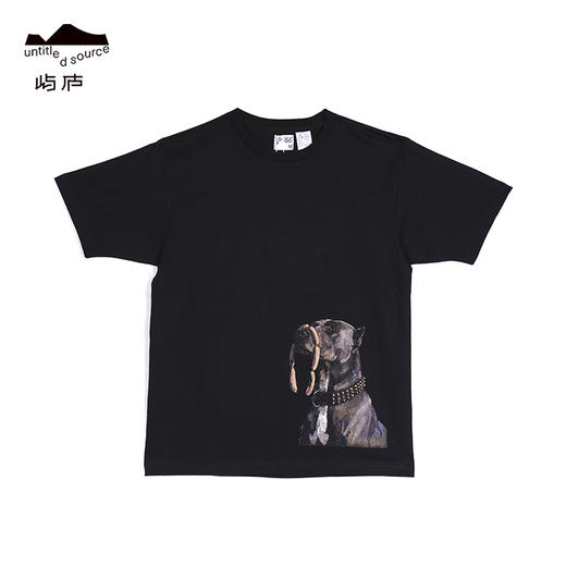 黑色印刷T恤-十点睡觉《艺术家的狗》 商品图0