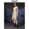 VIMAGE纬漫纪秋季新款V领无袖百搭显瘦不规则连衣裙V1807431 商品缩略图1