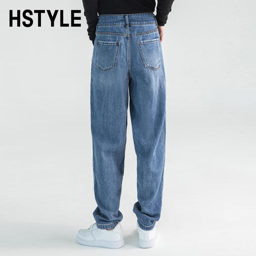韩都衣舍牛仔裤女秋冬chic2023新款森氧吧港风宽松高腰老爹哈伦裤DX2007 商品图1