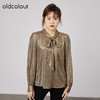 oldcolour2021秋季商场同款宽松显瘦金色蝴蝶结衬衫女N31013160 商品缩略图1
