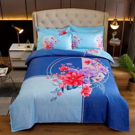 简约磨毛四件套被套床单四季通用床上用品单人宿舍床三件套大版花 FYJ-MDS1