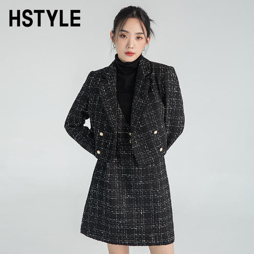 韩都衣舍职业套装女2022秋冬新款御姐时尚气质西装短裙两件套女MX10232 商品图2