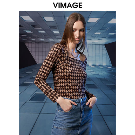 VIMAGE纬漫纪秋季新款时尚显瘦方领小上衣V1813425 商品图2