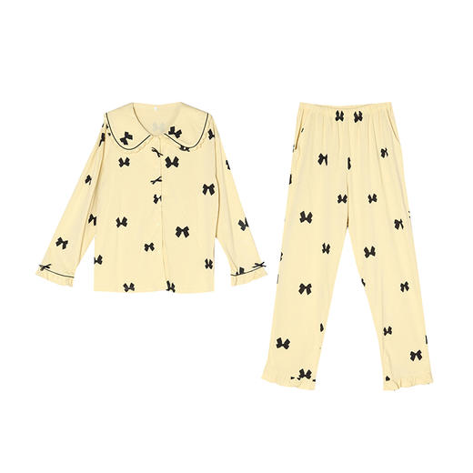 都市丽人生活家居棉质套装无尘棉单面薄家居服长袖睡衣LH21H2 商品图3