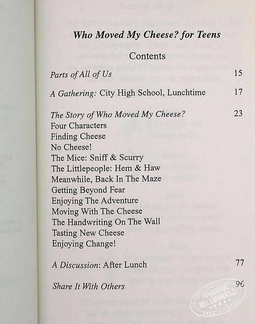 预售 【中商原版】谁动了我的奶酪? 青少年版 英文原版 Who Moved My Cheese For Teens 受用一生的书 励志 自我管理 商品图5