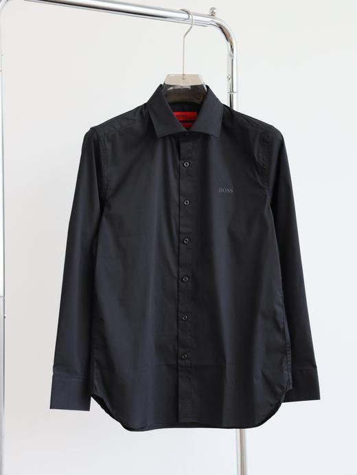 H.B 棉混纺府绸黑色长袖衬衫 CS168 商品图5