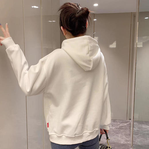 白色卫衣春秋女2022宽松百搭韩版上衣外套设计感小众连帽纯色卫衣FX-2237 商品图4