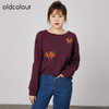 oldcolour春秋季商场同款刺绣上衣宽松长袖休闲T恤女N31023137 商品缩略图0