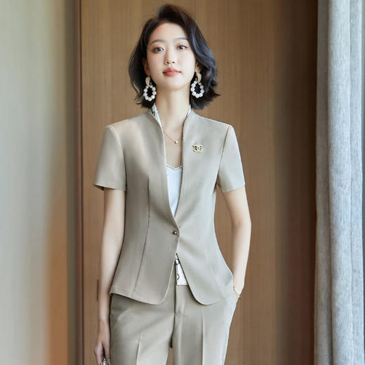 短袖职业装小西装正装套装女2022春夏季新款韩版时尚气质工作服olZLZW-KL925 商品图0