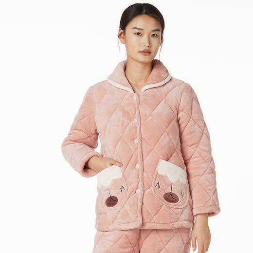都市丽人睡衣三层夹棉法兰绒夹棉家居服长袖类LH21L8 商品图0