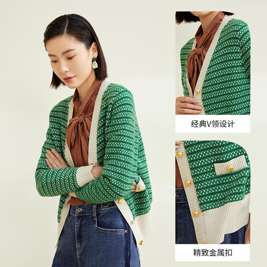 玳莎小香风针织开衫女优雅设计感V领上衣羊毛针织衫   CD33303 商品图2