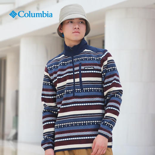 哥伦比亚男式休闲印花套头抓绒AE6753 商品图0