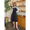 NEELLY纳俪韩系翻领连衣裙女中长款收腰抽绳长袖A字裙百搭时尚N22074Y03306 商品缩略图4