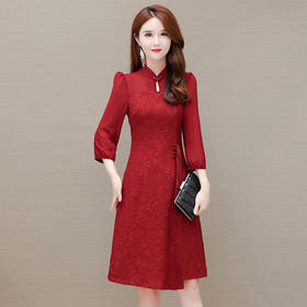 YWE PB202洋气时尚贵夫人七分袖改良版旗袍裙