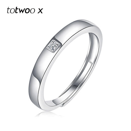 totwoo x 共度余生情侣对戒925纯银莫桑石戒指结婚求婚开口戒可调节 商品图3