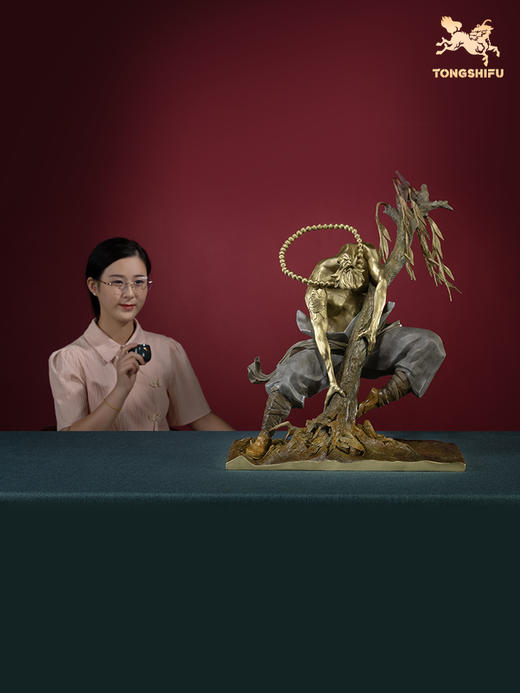 铜师傅 全铜摆件《花和尚鲁智深》客厅桌面电视柜装饰铜工艺品 商品图4