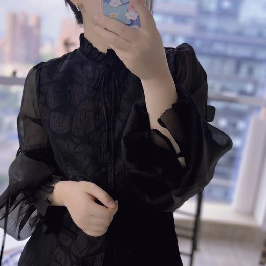 【à perles精奢】纯真丝桑波缎，半透袖笼浪漫衬衫【现货】 商品图2