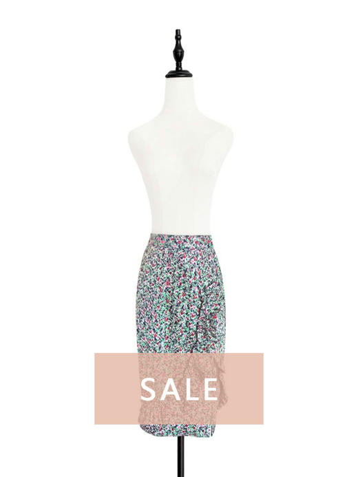 TYNVIE 立体花边装饰开衩提花半裙 - 绿色 商品图0