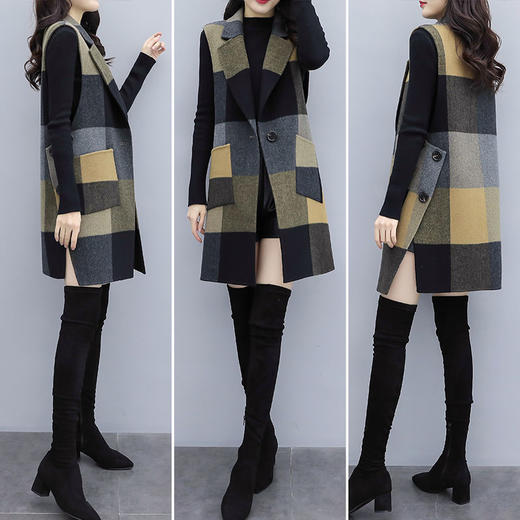 TZW-新款女装韩版中长款马夹时尚修身显瘦气质外套毛呢马甲女 商品图7