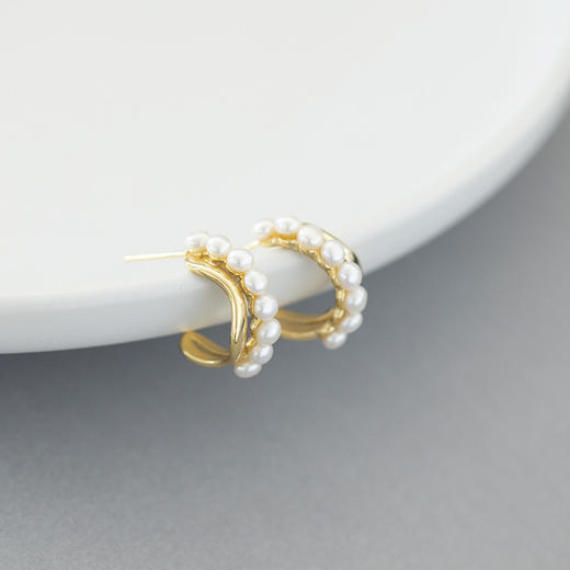 【限时折扣】天然珍珠耳饰 小蝴蝶结/8颗半圆/花朵/水钻流苏/绕线款（真珍珠 铜包金） 商品图3