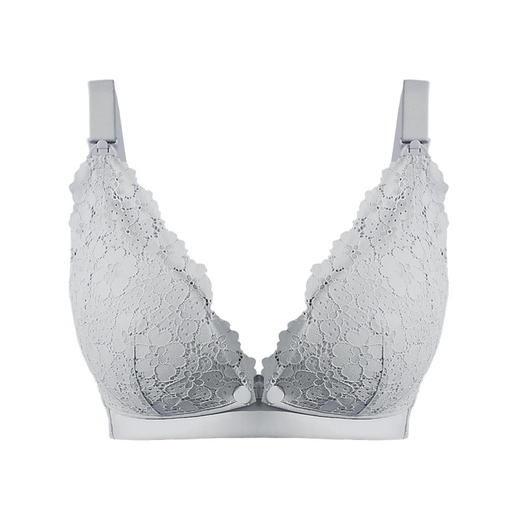 内康妈咪蕾丝哺乳文胸无痕纯棉薄无钢圈喂奶孕妇内衣肤色/紫色 商品图6