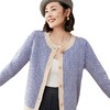 QHJY-JYMY22017秋冬新款女式羊毛衫拼色嵌花针织开衫毛衣外套女韩版圆领上衣 商品缩略图3