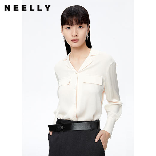 NEELLY纳俪商场同款秋季衬衫女单排扣长袖上衣百搭休闲简约通勤N22091B01129 商品图0