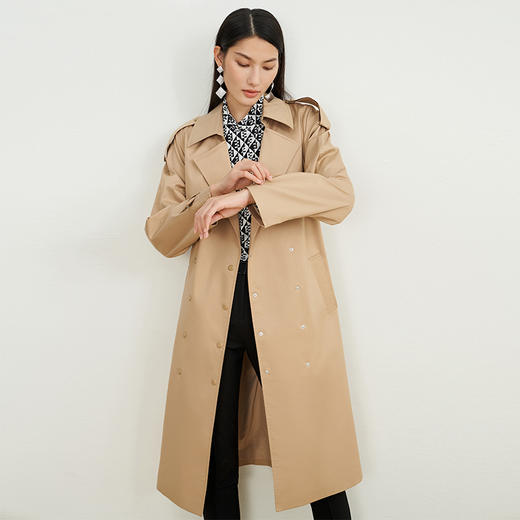 EITIE爱特爱秋季新款女装气质修身纯色风衣女中长款6704406 商品图1