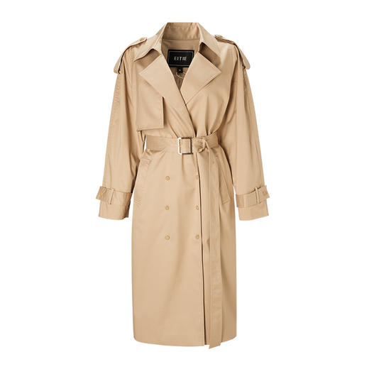 EITIE爱特爱秋季新款女装气质修身纯色风衣女中长款6704406 商品图5