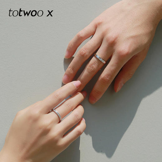 totwoo x 共度余生情侣对戒925纯银莫桑石戒指结婚求婚开口戒可调节 商品图2