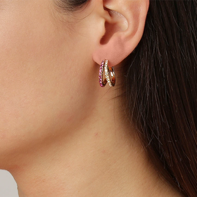 北京仓｜Dyrberg Kern-Twinnie-粉色 双环 耳环［丹麦设计师］