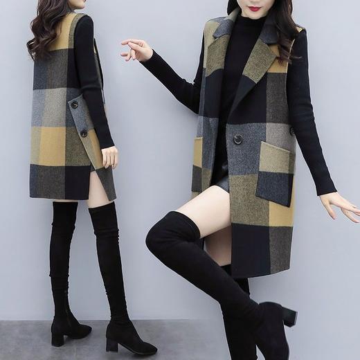 TZW-新款女装韩版中长款马夹时尚修身显瘦气质外套毛呢马甲女 商品图3