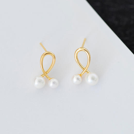 【限时折扣】天然珍珠耳饰 小蝴蝶结/8颗半圆/花朵/水钻流苏/绕线款（真珍珠 铜包金） 商品图6