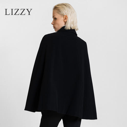 LIZZY 秋冬羊毛小翻领中国结盘扣斗篷披肩外套2639 商品图3