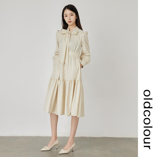 oldcolour法式复古连衣裙2022秋季新款设计感小众收腰气质蛋糕裙 商品图1