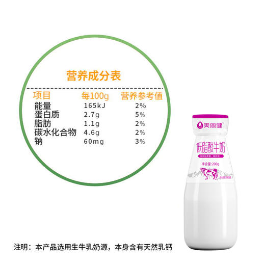 【预售付定】美丽健瓶装低脂0蔗糖酸牛奶200g（低温酸奶，月套餐，每日配送） 商品图3