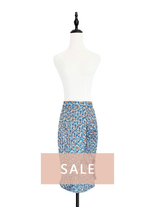 TYNVIE 立体花边装饰开衩提花半裙 - 蓝色 商品图0