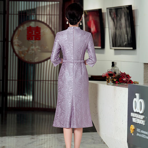 WD-WZ385高端大气喜婆婆旗袍大码鱼尾裙气质礼服高贵结婚订婚秋装 商品图3