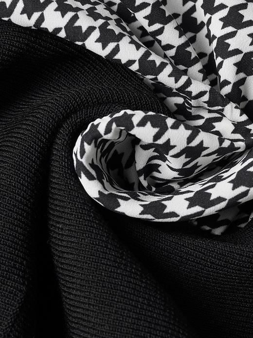 剩S/M 米思阳2024秋季新款气质千鸟格拼接针织伞裙修身显瘦连衣裙3177 商品图3