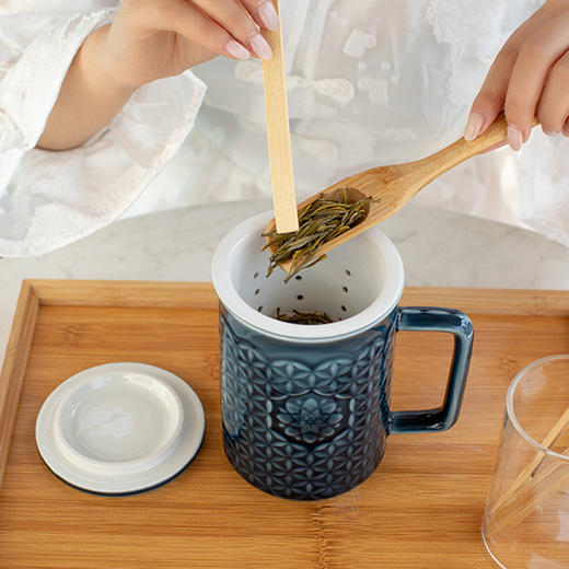 乾唐轩活瓷生命之花三件杯无光黑460ML 商品图2