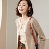 QHJY-JYMY22017秋冬新款女式羊毛衫拼色嵌花针织开衫毛衣外套女韩版圆领上衣 商品缩略图0