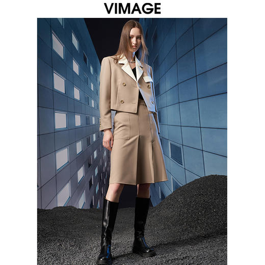VIMAGE纬漫纪秋季新款经典翻领显瘦短外套V1803413 商品图1