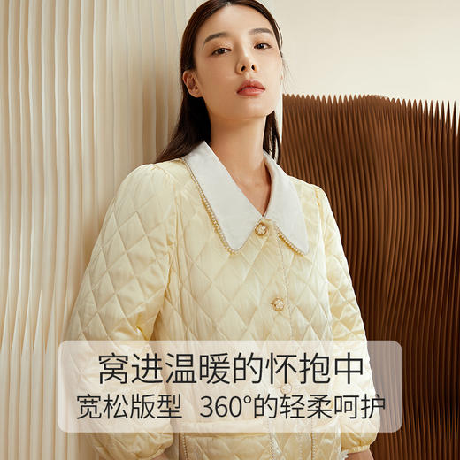 金三塔女士真丝夹棉撞色睡袍 秋冬轻盈保暖宽松加厚家居服 YSFCD101 商品图1