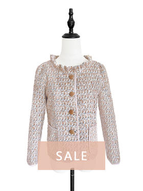 TYNVIE 小风琴领软呢短外套-粉米色