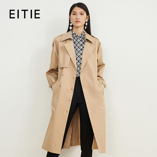 EITIE爱特爱秋季新款女装气质修身纯色风衣女中长款6704406 商品图0